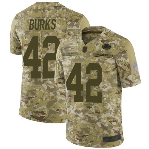 Green Bay Packers Limited Camo Men #42 Burks Oren Jersey Nike NFL 2018 Salute to Service->nfl t-shirts->Sports Accessory